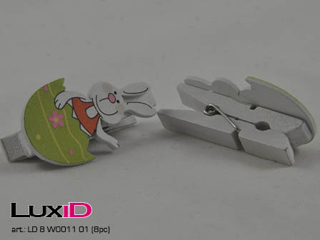 Easter bunny (hout) 01 groen/wit 4,5x2,5cm (8pc)